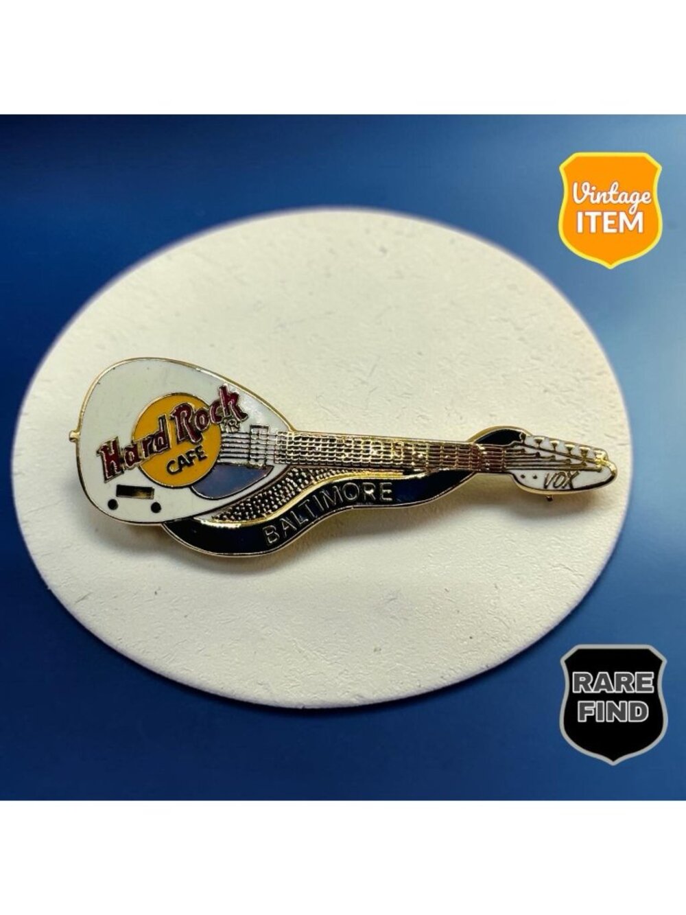 Vintage Baltimore Hard Rock Cafe Gold Plated Guitar Pin. RARE!